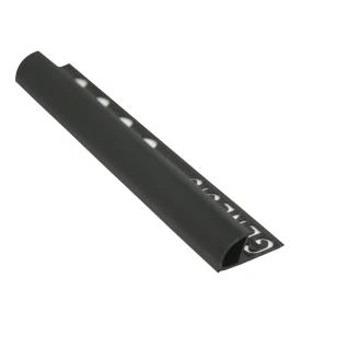 Flislist i PVC Svart med Rund Lukket Profil, 8mm x 2.5m