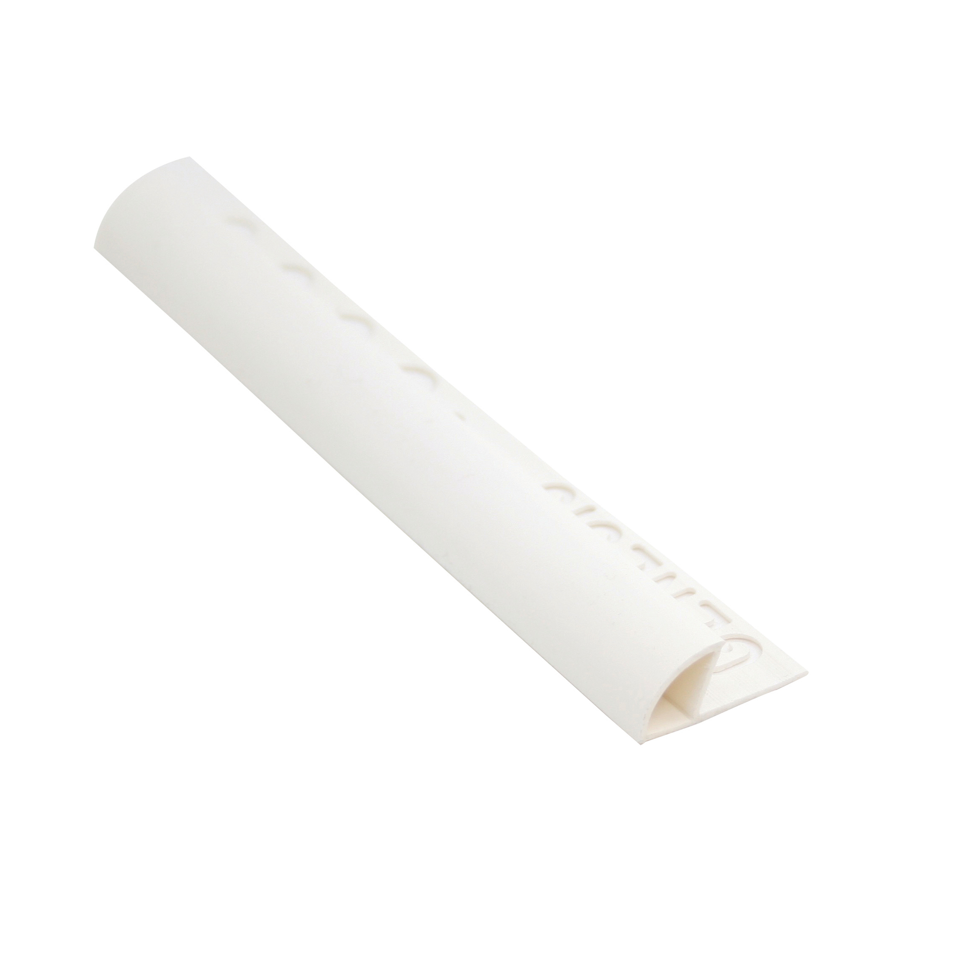 Flislist i PVC Hvit med Rund Lukket Profil, 10mm x 2.5m