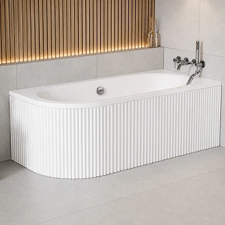 Paneler til Badekar Solhaga Riflet Hvit Blank 180 cm