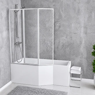 Dusjbadekar <strong>Locarno</strong>  Hvit Blank Venstre 150 cm 3-delt Badekarvegg (Uten Panel & Avløp)