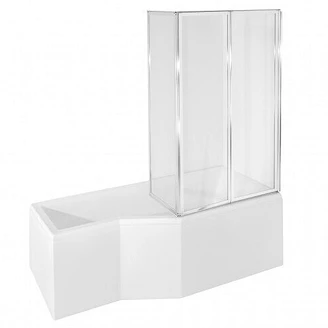 Dusjbadekar <strong>Locarno</strong>  Hvit Blank Høyre 170 cm 3-delt Badekarvegg (Uten Panel & Avløp)