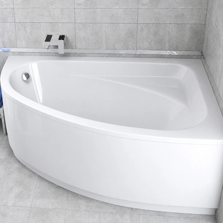 Badekar Ponte Hvit Blank 140 cm Høyre (Uten Panel & Avløp)