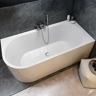 Veggnært Badekar <strong>Corselle</strong>  Hvit Blank 170 cm Høyre med Krom Click-Clack Bunnventil