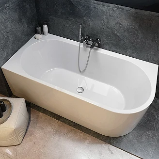 Veggnært Badekar <strong>Corselle</strong>  Hvit Blank 170 cm Venstre med Krom Click-Clack Bunnventil