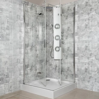 Dusjhjørne <strong>Cael</strong>  90x90 cm Krom Blank Dobbel Sammenleggbar