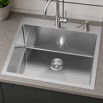 Rustfritt Stål Kjøkkenvask <strong>Celvere</strong>  Krom Matt 60x50 cm med Vannlås