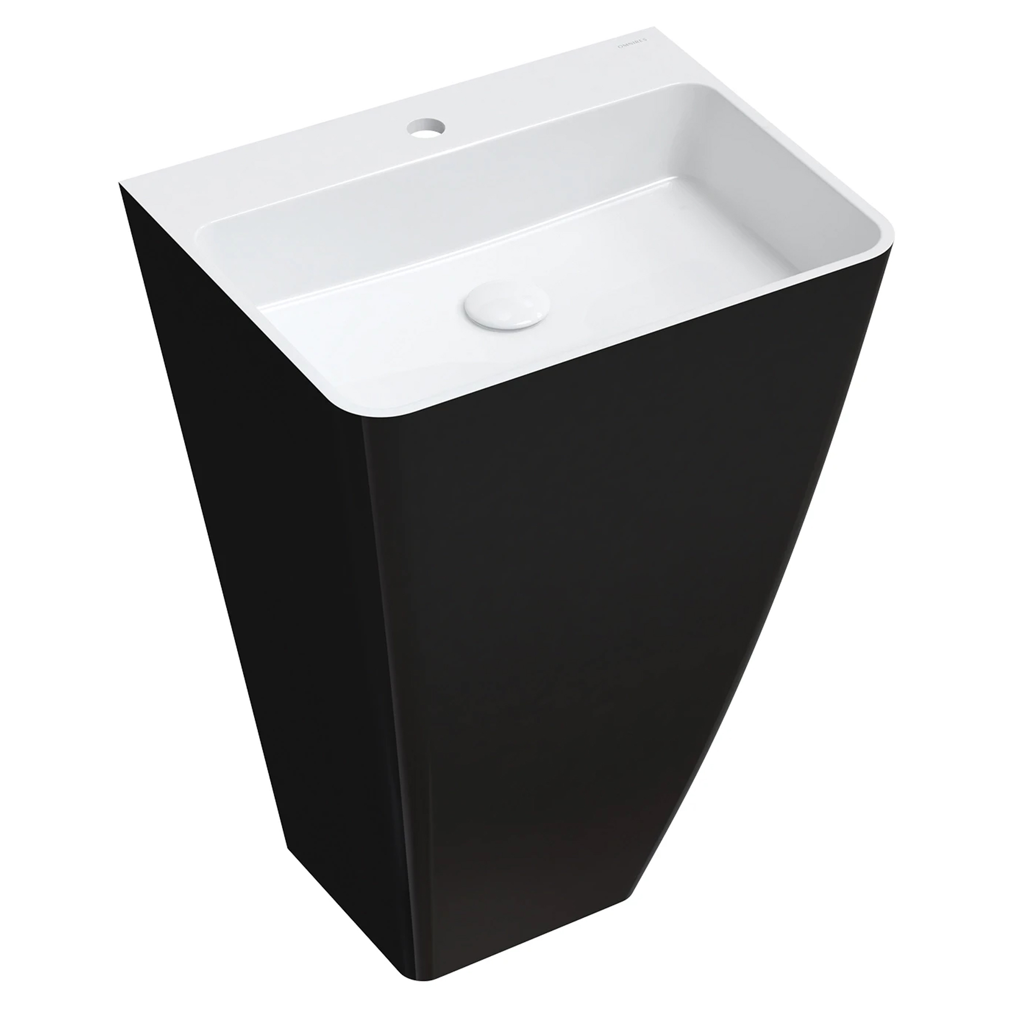 Omnires Frittstående Servant Parma M+ Hvit-Svart Blank 55x43 cm