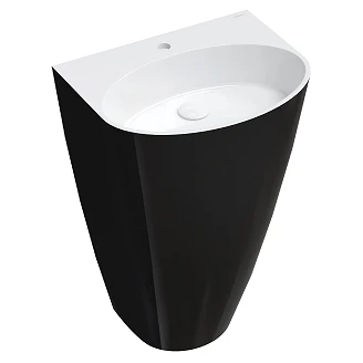 Omnires Frittstående Servant <strong>Siena M+</strong>  Hvit-Svart Blank 55x43 cm med Armaturhull