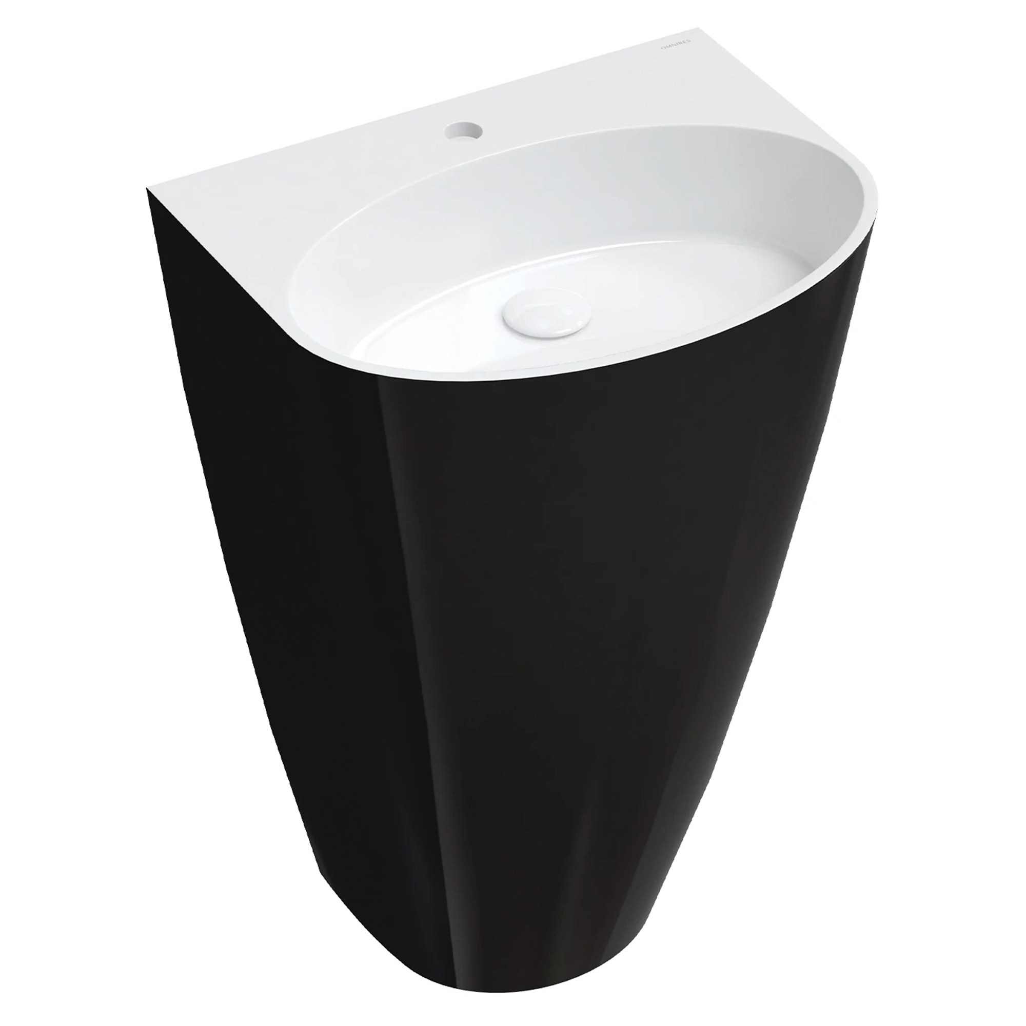 Omnires Frittstående Servant Siena M+ Hvit-Svart Blank 55x43 cm med Armaturhull