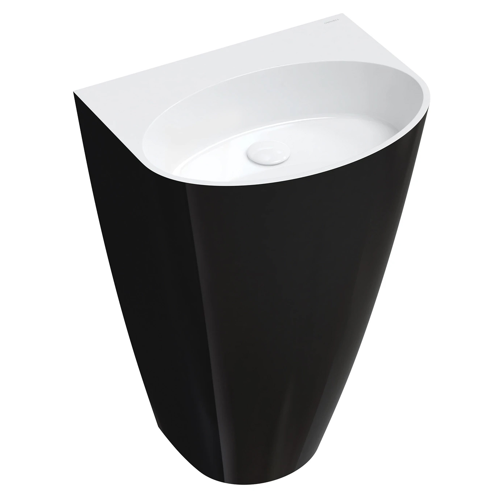 Omnires Frittstående Servant Siena M+ Hvit-Svart Blank 55x43 cm