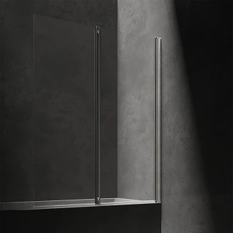 Omnires Dobbel badekarvegg <strong>Kingston</strong>  Krom Blank 120 cm