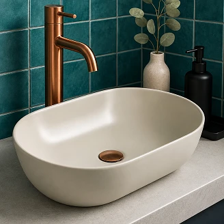 Ovalt Servant <strong>Mila</strong>  Beige Matt 50x30 cm