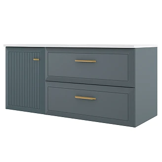 Servantskap Gold <strong>Tandem</strong>  Blå Matt 40+80 cm med Servant Hvit Blank