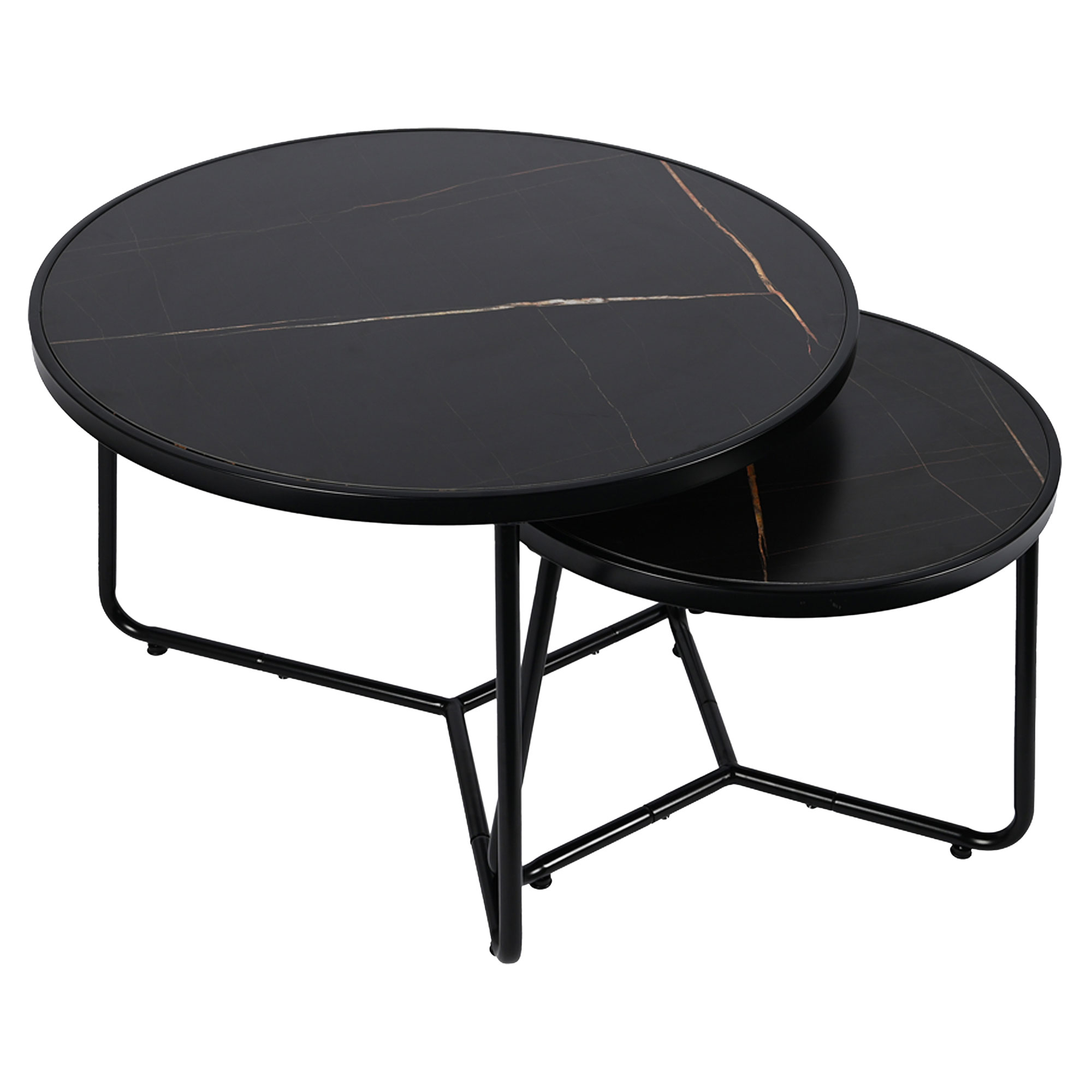 Sett med Sofabord Ø50 & Ø70 cm Norvi Svart Marmor