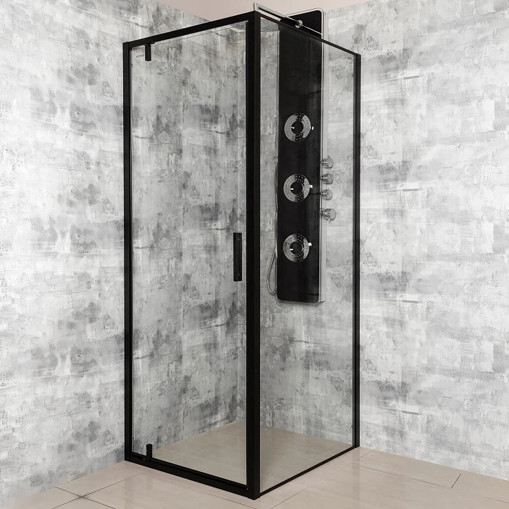 Dusjhjørne Solcore 80x80 cm Svart Matt Pivot