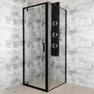 Dusjhjørne <strong>Solcore</strong>  90x100 cm Svart Matt Pivot