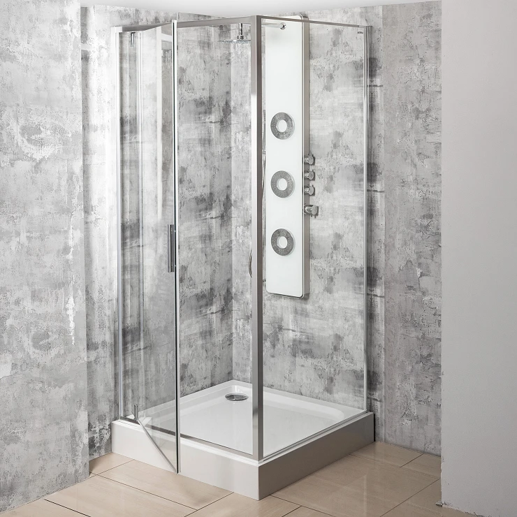 Dusjhjørne Solcore 70x70 cm Krom Blank Pivot