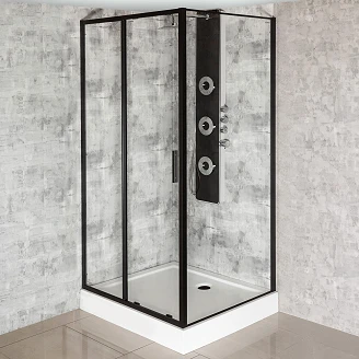 Dusjhjørne <strong>Solcore</strong>  120x100 cm Svart Matt Skyvbar