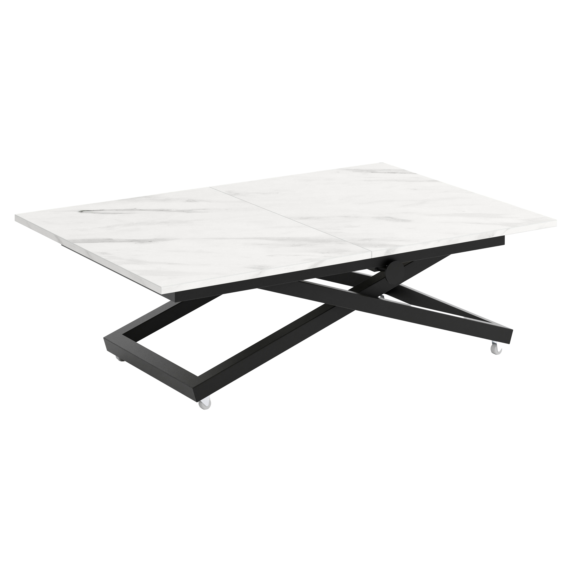 Bord Udtrækkeligt Noric Bianco Marmor 120 cm med Justerbar Højde