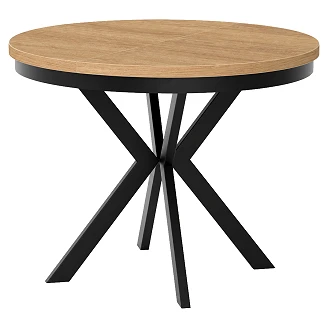Spisebord med Kant Udtrækkeligt <strong>Skadi</strong>  Naturlig Hikora-Eg Ø90/166 cm