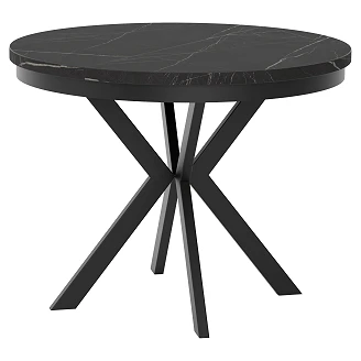 Spisebord med Kant Udtrækkeligt <strong>Skadi</strong>  Sort Grigia Pietra Ø90/166 cm