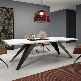 Spisebord Udtrækkeligt <strong>Pollux</strong>  Bianco Marmor 140/240 cm