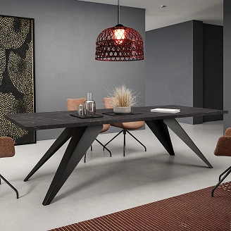 Spisebord Udtrækkeligt <strong>Pollux</strong>  Sort Grigia Pietra 140/240 cm