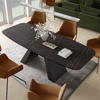 Spisebord Udtrækkeligt <strong>Ligna</strong>  Sort Grigia Pietra 180/218 cm