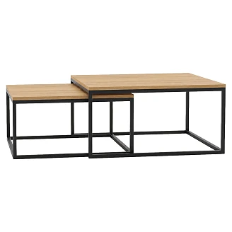 Sæt med Sofaborde <strong>Congo</strong>  Naturlig Hikora-Eg  77 & 67 cm