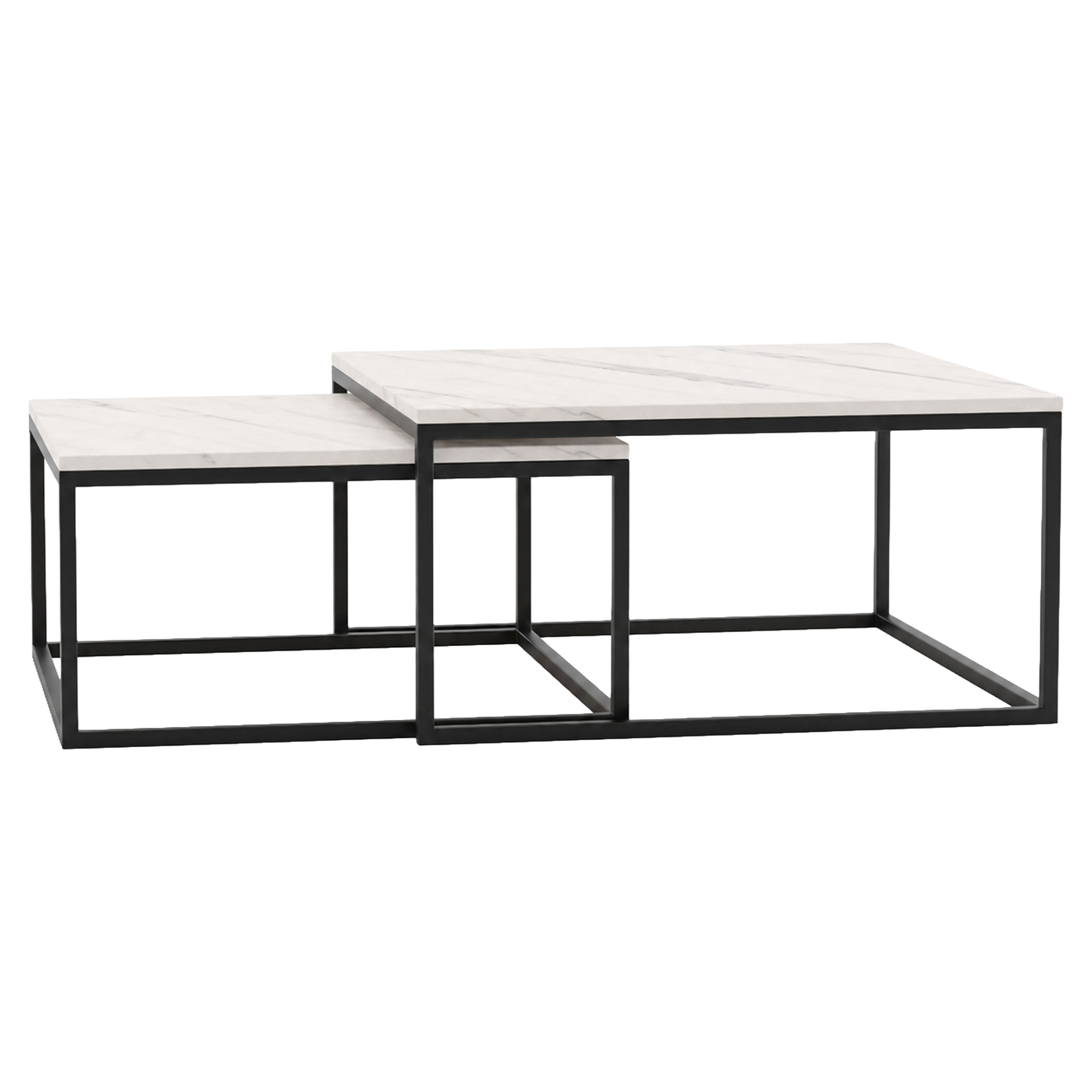 Sæt med Sofaborde Congo Bianco Marmor  77 & 67 cm