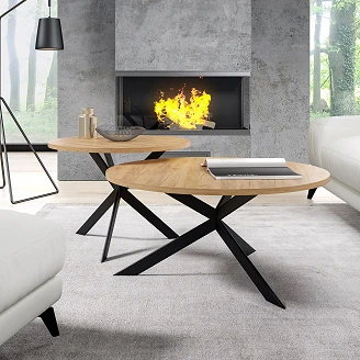 Sæt med Sofaborde <strong>Salween</strong>  Gylden Craft-Eg Ø75 & Ø58 cm