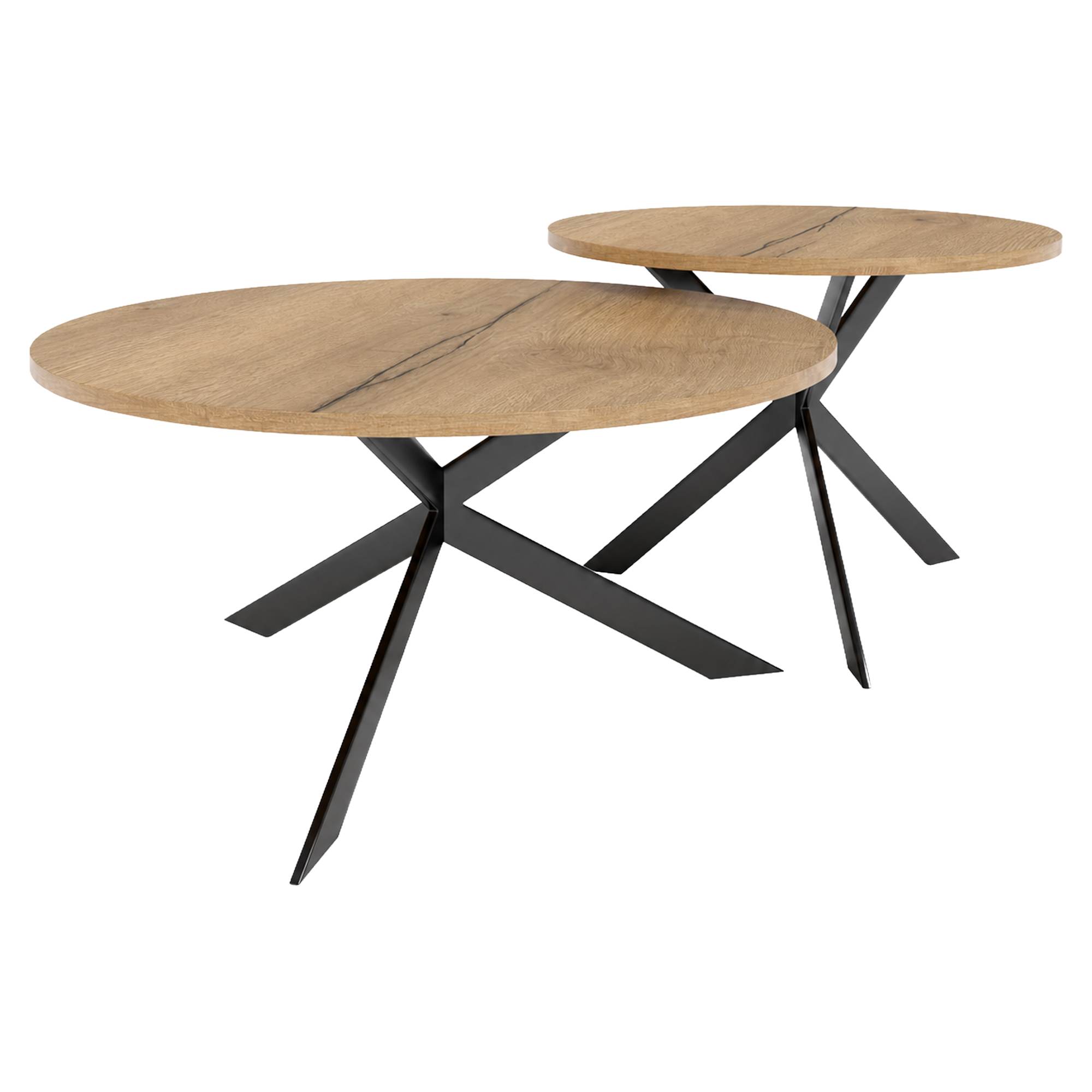 Sæt med Sofaborde Salween Naturlig Halifax-Eg Ø75 & Ø58 cm