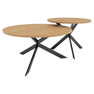 Sæt med Sofaborde <strong>Salween</strong>  Naturlig Hikora-Eg Ø75 & Ø58 cm