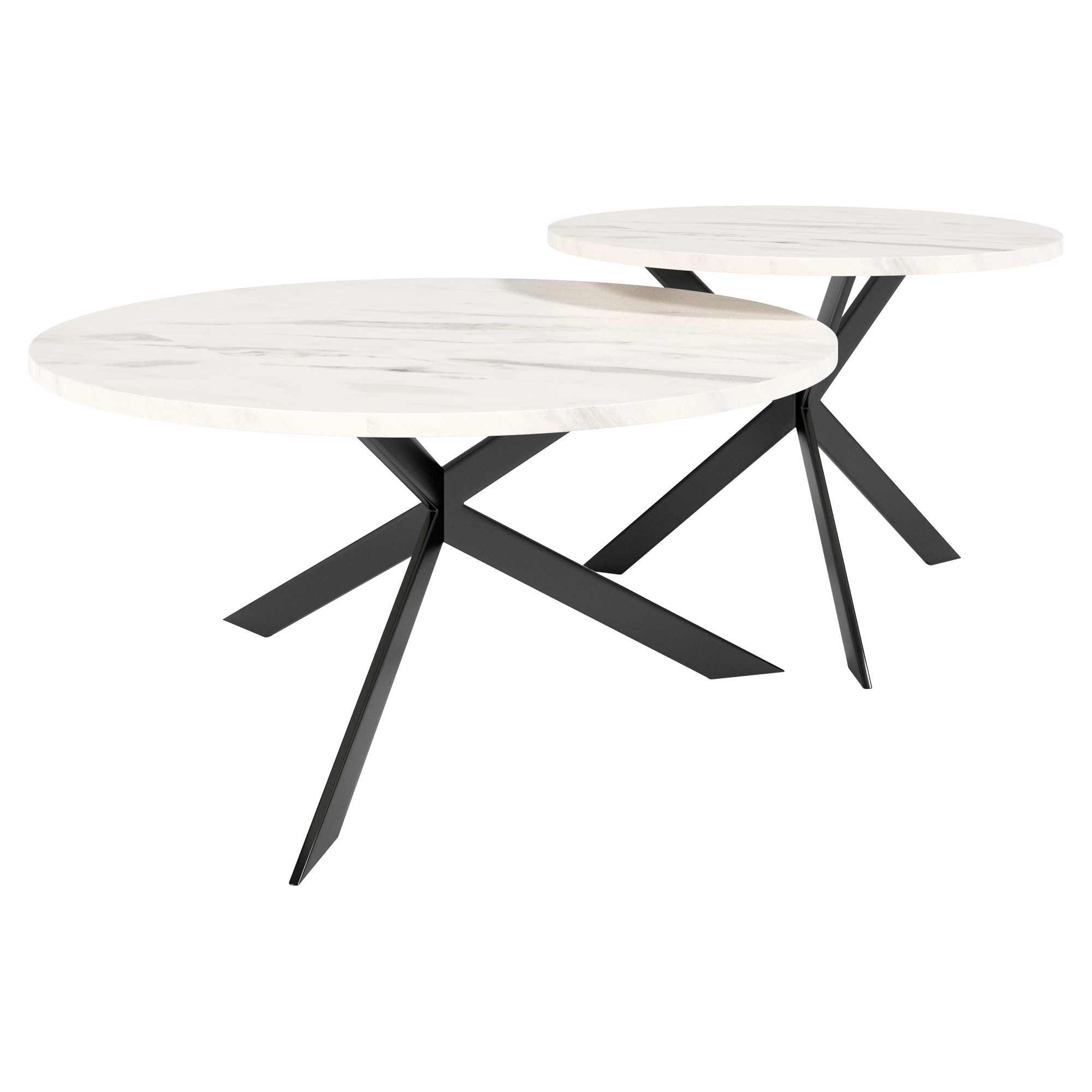 Sæt med Sofaborde Salween Bianco Marmor Ø75 & Ø58 cm