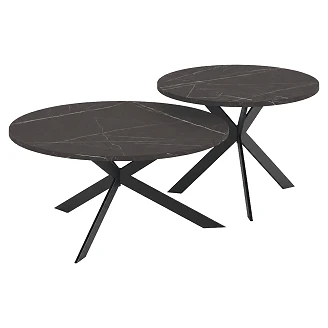 Sæt med Sofaborde <strong>Salween</strong>  Sort Grigia Pietra Ø75 & Ø58 cm
