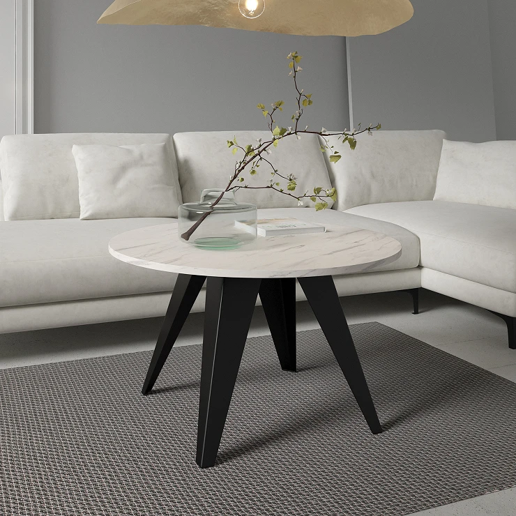 Sofabord Tarim Bianco Marmor Ø75 cm