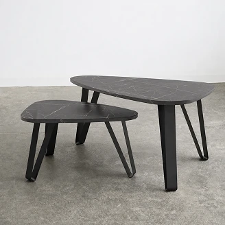 Sett med Sofabord <strong>Grande</strong>  Svart Grigia Pietra 94 & 63 cm