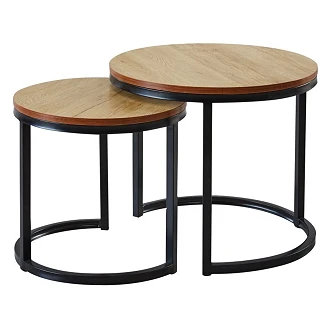 Sett med Sidebord <strong>Ellison</strong>  Ø50 cm & Ø40 cm Natur Eik