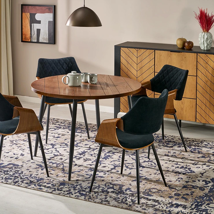 Spisebord Barvos Valnøtt, Svart Ø105 cm