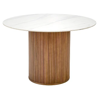 Spisebord <strong>Bruxel</strong>  Hvit Marmor, Valnøtt Ø120 cm