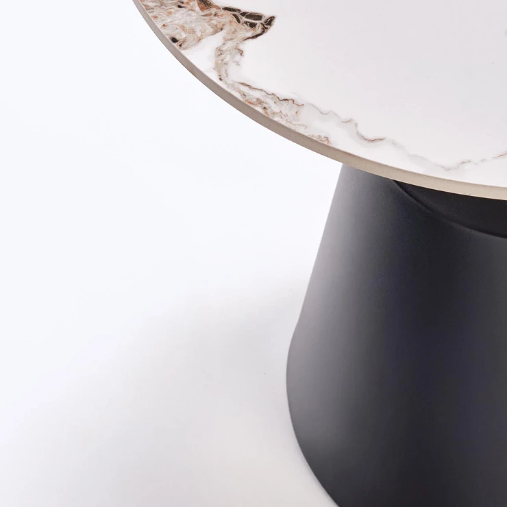 Sett med Sofabord Magvos Ø48 & Ø70 cm Hvit Marmor, Svart