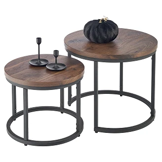 Sett med Sofabord <strong>Borvix</strong>  Ø43 & Ø53 cm Valnøtt, Svart
