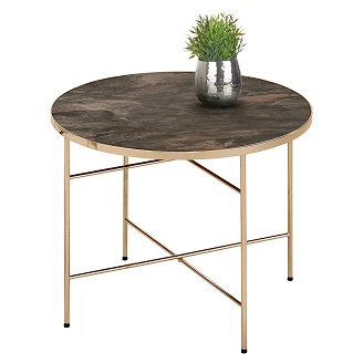 Salongbord <strong>Isyra</strong>  Mørk Marmor, Champagne Ø60 cm