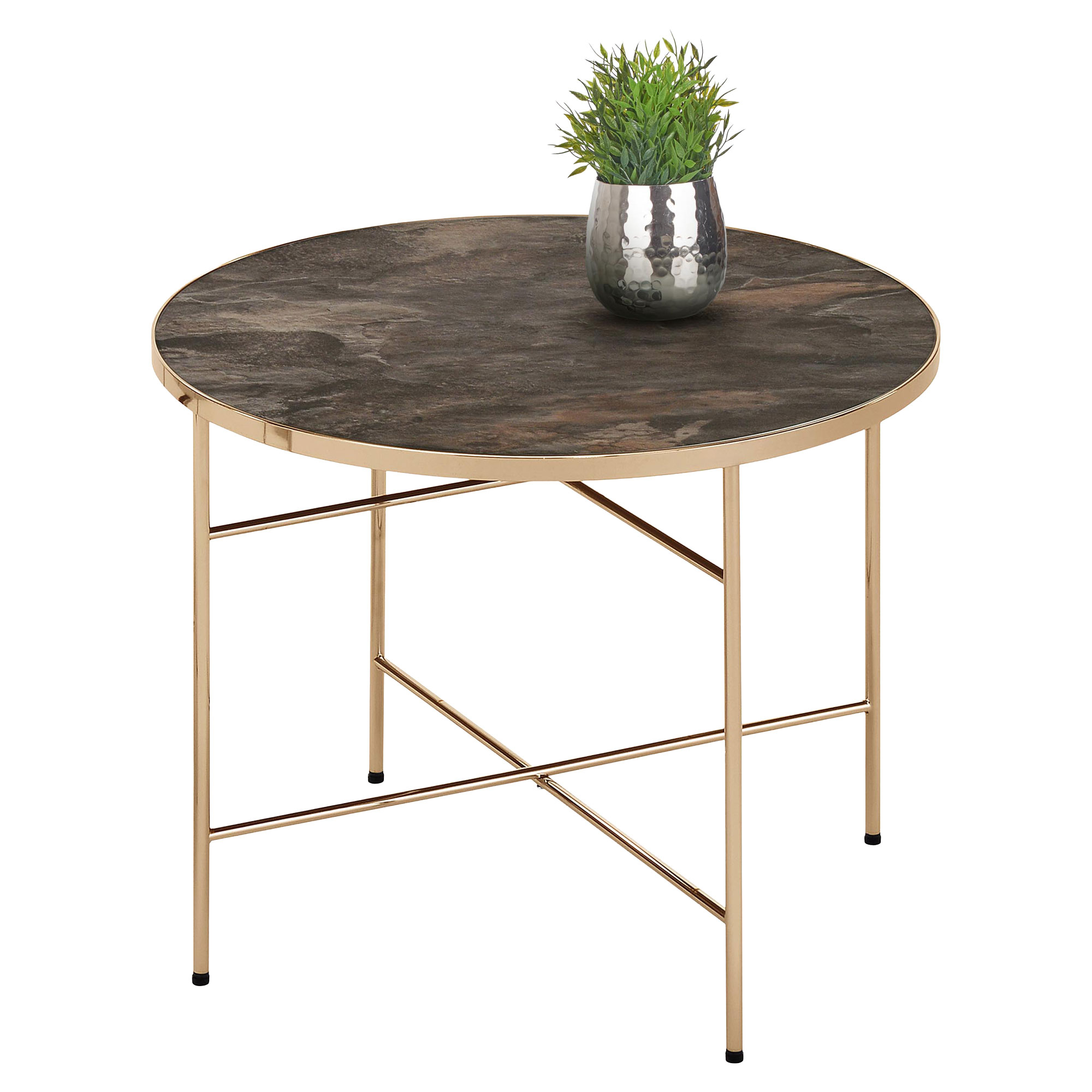 Salongbord Isyra Mørk Marmor, Champagne Ø60 cm