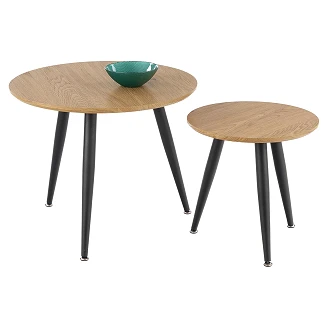 Sett med Sofabord <strong>Tornis</strong>  Ø40 & Ø60 cm Gyllen Eik, Svart