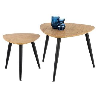 Sett med Sofabord Vangen Ø40 & Ø60 cm Gyllen Eik, Svart