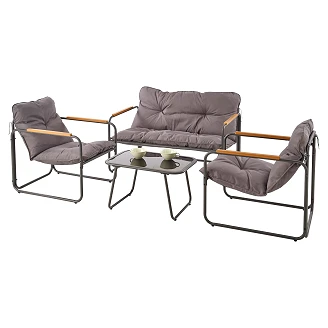 Hagesett med Sofa, 2 Lenestoler Og Salongbord <strong>Truxen</strong>  Grå, Brun