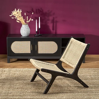 Hagestol <strong>Akor</strong>  Svart, Naturfarget 84x65 cm
