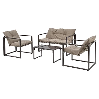 Hagemøbelsett med Sofa, 2 Lenestoler Og Salongbord <strong>Invon</strong>  Brown, Cappuccino
