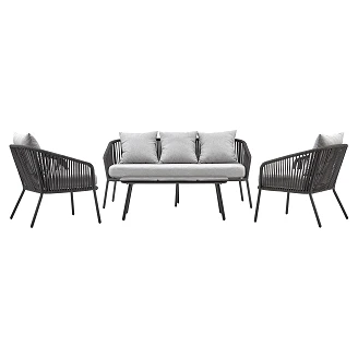 Hagesett med Sofa, 2 Lenestoler Og Salongbord <strong>Monel</strong>  Mørkegrå, Lysegrå